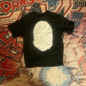 Bape Black Tee with White Ape Head Graphic